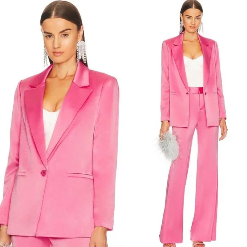 NWOT. Alice and Olivia Med Pink Satin Jacket sz 8 $495